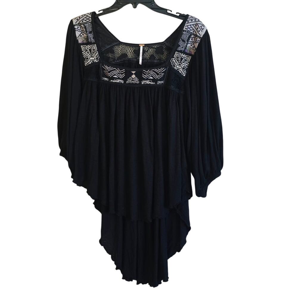 Free People embroidered high low blouse size medium boho